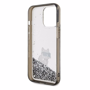 Karl Lagerfeld Liquid Glitter Choupette viedtālruņa apvalks iPhone 13 Pro Max - caurspīdīgs