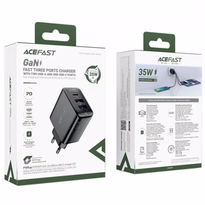 Acefast A57 PD 35W GaN зарядное устройство 2x USB-A + USB-C 3 порта - чёрный