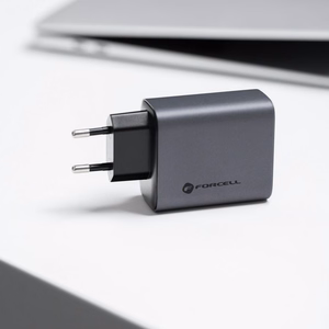 FORCELL F-ENERGY GaN VT-42B pelēks ceļojuma lādētājs 2 x Type C + USB A PD QC4.0 4A 65W ar PD