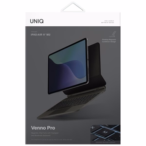 Uniq Venno Pro magnētiskais viedais maciņš ar klaviatūru, paredzēts iPad Air 10.9" (2020/2022) / Pro 11" (2021/2022) / Air 11" (2024/2025/2026) - melns