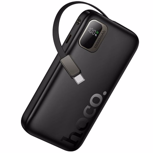 Portatīvais lādētājs Hoco 10000 mAh QC PD 20W ar izvelkamu USB C kabeli Q51 melns