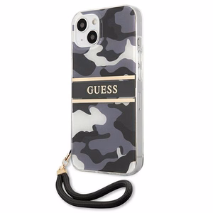 Guess GUHCP13MKCABBK iPhone 13 6.1" чёрный/чёрный жёсткий чехол Camo Strap Collection