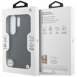 BMW Leather Hot Stamp MagSafe maciņš priekš Samsung Galaxy S26 Ultra melns