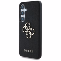 Guess Grained Big 4G Logo Small Classic Logo viedtālruņa apvalks Samsung Galaxy S25 Plus melns