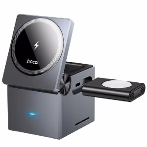 Bezvadu uzlādes stacija Hoco 3in1 (CQ8) (MagSafe) (Tālrunis; Pods; Pulkstenis) 15W melna