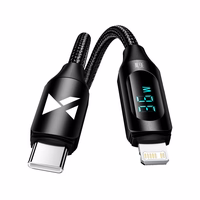 Wozinsky WUCLC2 Lightning - USB-C 36W 480Mb/s kabelis 2m ar ekrānu - melns