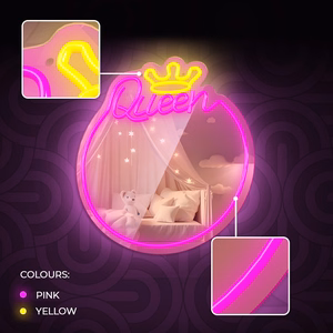 Neon MIRROR LED QUEEN warm balts rozā FMNE04 Forever Light