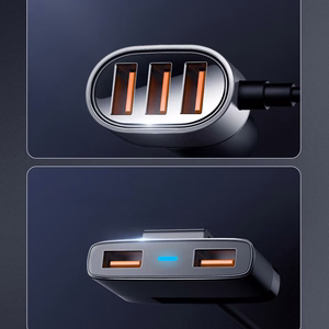 Joyroom ātrais automobiļu lādētājs ar 5 USB pieslēgvietām, 6,2 A, ar pagarināšanas kabeli, melns (JR-CL03)