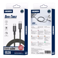 JELLICO kabelis B28 USB-C - USB-C PD 60W 1M melns