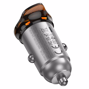 Автомобильное зарядное устройство Hoco 2 x USB C PD QC3.0 45W NZ16B металл серое
