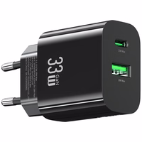 Tīkla lādētājs USAMS CC317 T65 33W 1xUSB-C 1xUSB-A Fast Charging melns