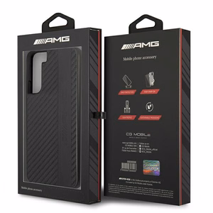 AMG Carbon Stripe&Embossed viedtālruņa apvalks Samsung Galaxy S22+ - Melns