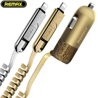 REMAX automašīnas lādētājs RCC-103 Finchy - USB - 3,4A ar Lightning + MicroUSB kabeli sudraba