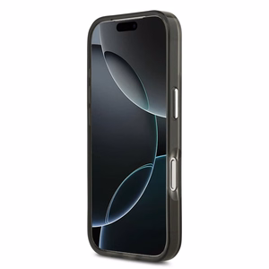 GUESS magnētiskais viedtālruņa apvalks IPHONE 17 Pro, savietojams ar MagSafe GUHMP17LHGTMLCGK (IML gradienta apvalks ar trīsstūra logotipu) melns