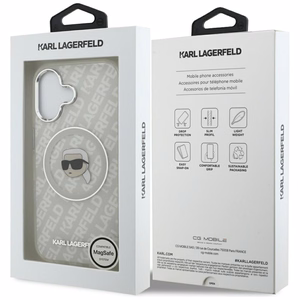 Karl Lagerfeld IML Karl Head Logotips Magnētiskais viedtālruņa apvalks iPhone 17 - pelēks