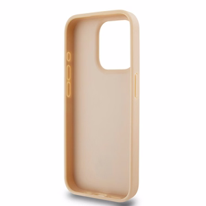 DKNY Ādas rūtainais mono raksts un drukātās svītras viedtālruņa apvalks iPhone 15 Pro - rozā