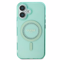 Guess IML Rhinestones Magnētiskais viedtālruņa apvalks iPhone 16 Plus - zaļš