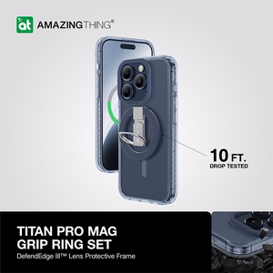 Amazing Thing Titan Pro Mag gredzena turētāja apvalks 10FT IP156.1PTRBU Iphone 15 Pro tumši zila