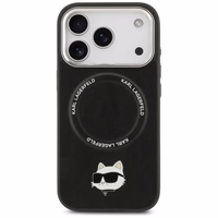 Karl Lagerfeld Choupette Pin Magnētiskais viedtālruņa apvalks iPhone 17 Pro Max - melns