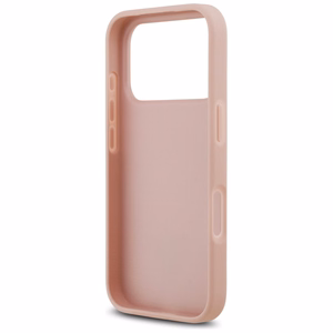 Guess viedtālruņa apvalks iPhone 17 Pro ar krištolisku trikampja logotipu - rozā