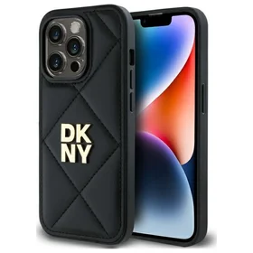 DKNY Quilted Stack Logo viedtālruņa apvalks iPhone 14 Pro - melns