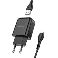 Lādētājs Hoco USB A 2A 10W + Kabelis USB A uz Lightning N2 melns