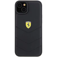 Ferrari FEHCP15MRDUK viedtālruņa apvalks iPhone 15 Plus 6.7" melns/melns ciets ar stepētu metāla logotipu
