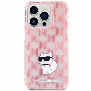 Karl Lagerfeld Monogram Choupette maciņš iPhone 15 Pro, rozā