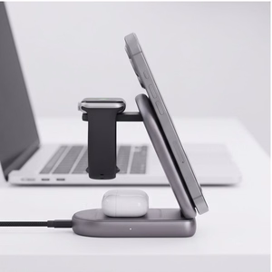 Tech-Protect A53 MagSafe Qi2.2 25 W bezvadu uzlādes stacija 3 ierīcēm – tumši pelēka