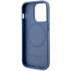Guess GUHMP14LP4RPSB iPhone 14 Pro 6.1" zila/zila cietais apvalks 4G Printed Stripes MagSafe