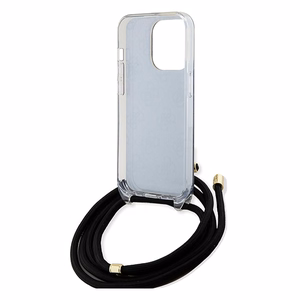 Guess Crossbody Cord 4G Print viedtālruņa apvalks iPhone 15 Pro Max - melns