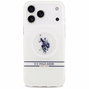 US Polo DH and Bottom Stripe Logo MagSafe Case for iPhone 17 Pro Max - White