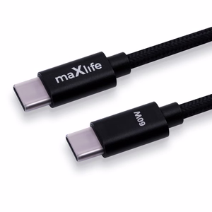 Maxlife MXUC-12 kabelis USB-C - USB-C 1,0 m 60W melns