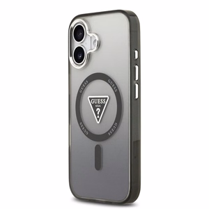 GUESS viedtālruņa apvalks IPHONE 17, saderīgs ar MagSafe GUHMP17SHGTMLCGK (IML krāsu pāreja ar trīsstūra logotipu) melns