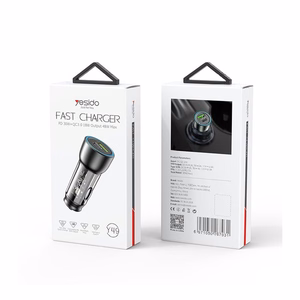 YESIDO CAR CHARGER Y49 PD 30W QC3.0 18W USB-A+C BLACK