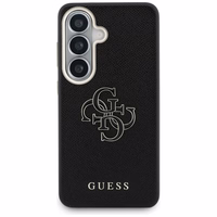 Guess maciņš Grained Big 4G Metal Logo priekš Samsung Galaxy S26 Plus melns