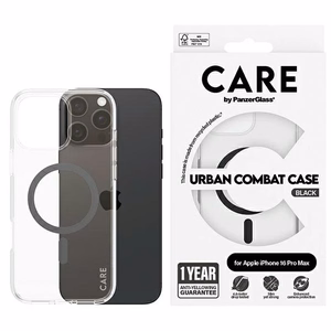 CARE by PanzerGlass Flagmanis viedtālruņa apvalks iPhone 16 Pro Max 6.9" melns/melns Magnētiskais 1348