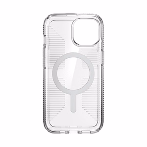 Speck GemShell Grip MagSafe vāciņš ierīcei iPhone 17e / 16e / 15 / 14 / 13, caurspīdīgs, ar hroma apdari