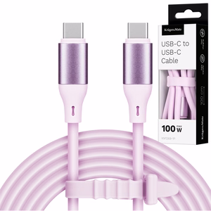 Kruger&Matz Basic USB-C–USB-C silikona kabelis, 100 W, 1 m, rozā