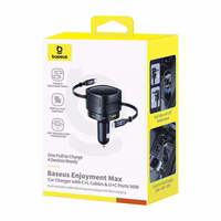 Baseus Enjoyment Max 90W automašīnas lādētājs 2x USB-C + USB-C un Lightning kabelis - melns