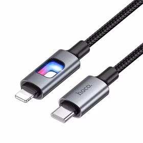 Kabel USB z diodami LED USB C do Lightning Hoco PD 27W 1,2 m U144 czarny