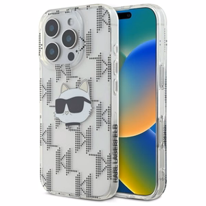 Karl Lagerfeld IML Choupette Head Electroplated viedtālruņa apvalks iPhone 16 Pro Max - caurspīdīgs