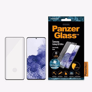 PanzerGlass E2E Microfracture antibakteriālais stikls Samsung Galaxy S21 Ultra - ar melnu rāmi