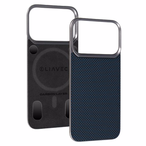 Liavec Carbon Layer Magsafe Aramid Fiber maciņš priekš Iphone 17 Pro zils