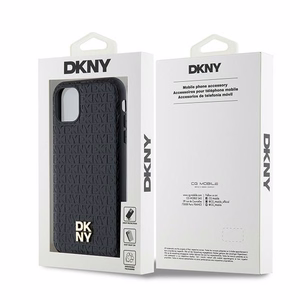 DKNY Leather Monogram Pattern Metal Logo MagSafe Чехол для iPhone 11 / Xr - чёрный
