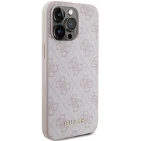Guess 4G Metal Gold Logo viedtālruņa apvalks iPhone 15 Pro Max - rozā