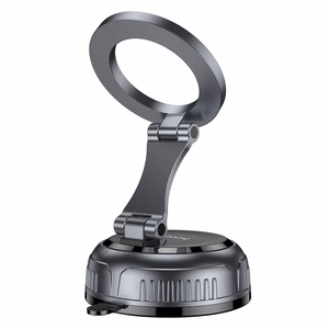 Car holder magnetic Hoco with adjustable suction cum H92 black metal gray