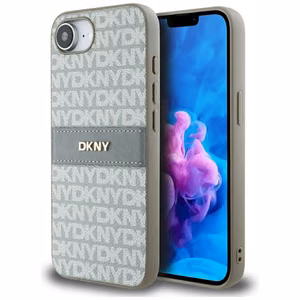 DKNY atkārtota tekstūras raksta ar tonālām svītrām iPhone 16e apvalks - bēšs
