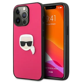 Karl Lagerfeld Ādas Ikonik Karl's Head Metāla apvalks iPhone 13 Pro / 13 6,1\" - rozā