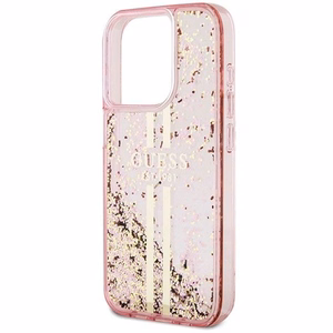 Guess Liquid Glitter Gold Stripes viedtālruņa apvalks iPhone 15 Pro - rozā